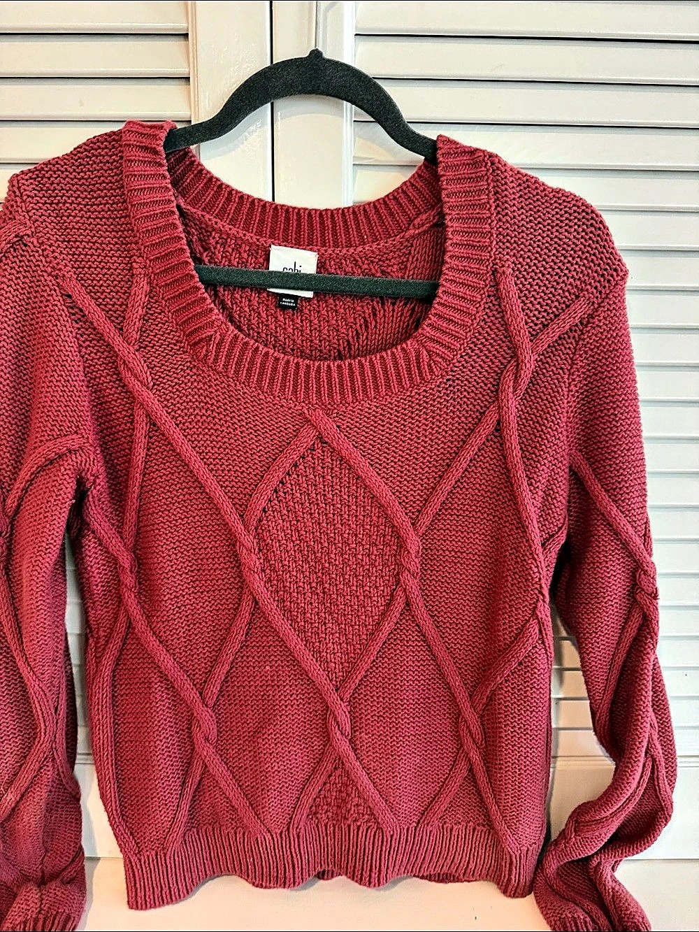 CAbi Geometric Knit Sweater in Red Size Small